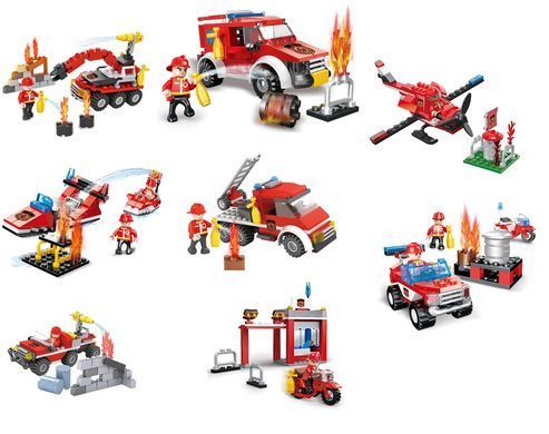 Конструктор Cogo Fire Пожарная служба 3018, техника, 86 -111 деталей, фигурка, блочный, совместим