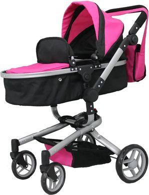 Коляска для куклы 2 в 1 CARRELLO FORTUNA (с сумкой) 9695+BAG ROSE RED
