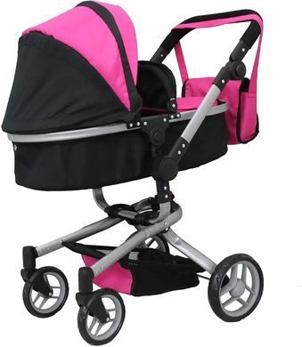 Коляска для куклы 2 в 1 CARRELLO FORTUNA (с сумкой) 9695+BAG ROSE RED