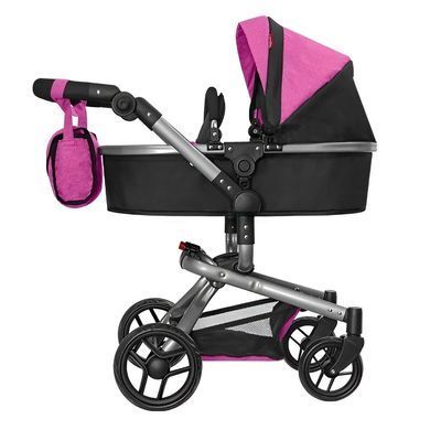 Коляска для куклы 2 в 1 CARRELLO FORTUNA (с сумкой) 9695+BAG ROSE RED