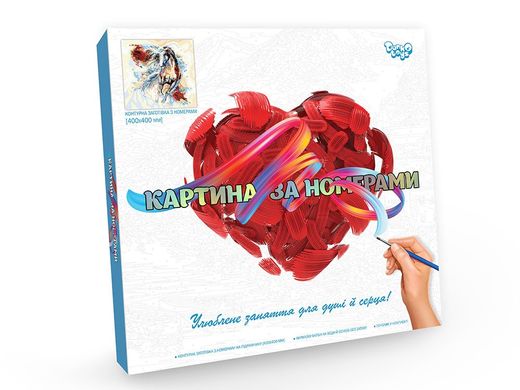 Картина за номерами Скакун KpN-02-05U Danko toys 40*40 см набір для розпису контурна заготівля пензлик фарби для дітей