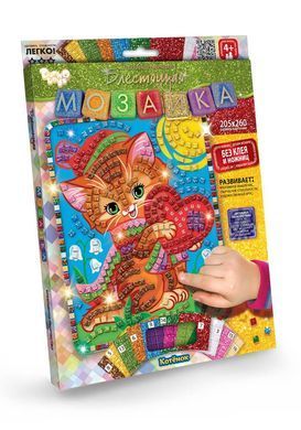 Набор для творчества Блестящая мозаика Danko Toys БМ-02-01 картинка наклейки без клея для детей