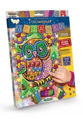 Набор для творчества Блестящая мозаика Danko Toys БМ-02-01 картинка наклейки без клея для детей