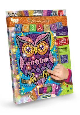 Набор для творчества Блестящая мозаика Danko Toys БМ-02-01 картинка наклейки без клея для детей