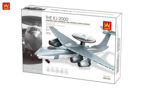 Детский конструктор Самолет KJ-2000 Wange Toys 5005, 285 дет. пластиковый блочный