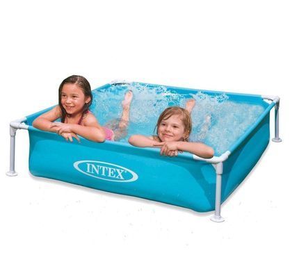 Дитячий каркасний басейн Intex 57173 Small Frame ПВХ квадратний 122*122*30 см блакитний об'єм 337 л для дітей