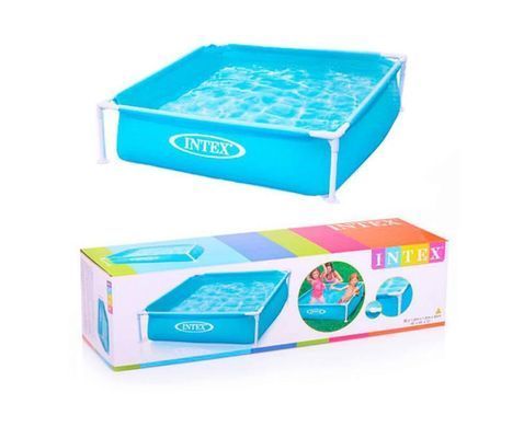 Дитячий каркасний басейн Intex 57173 Small Frame ПВХ квадратний 122*122*30 см блакитний об'єм 337 л для дітей
