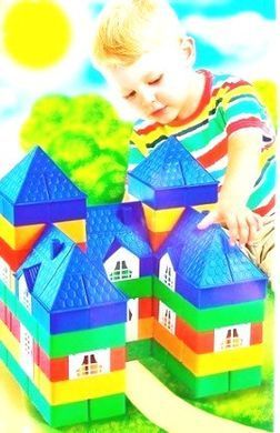 Детский пластиковый блочный конструктор Особняк Юника 1085, 86 деталей в пакете крыша окна двери развивающий