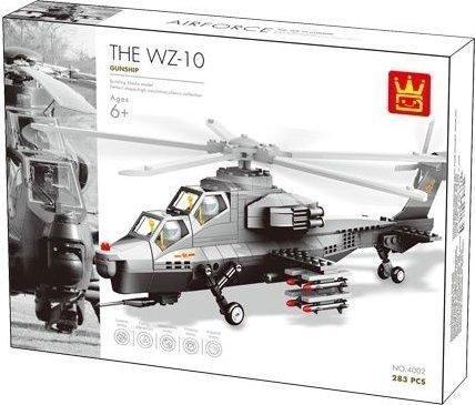 Детский конструктор Боевой вертолет WZ-10 Wange 4002, 283 дет пластик блочный детей