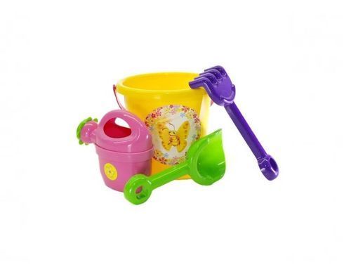 Пісочний набір №1 Doloni Toys 013555/1, відро, лопатка, граблі, лійка, іграшка Долоні, для ігор з піском