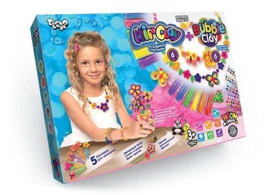 Air clay + Bubble Clay Danko Toys ARBB-01-01U повітряний кульковий пластилін твердіє набір дитячої творчої творчості для дітей