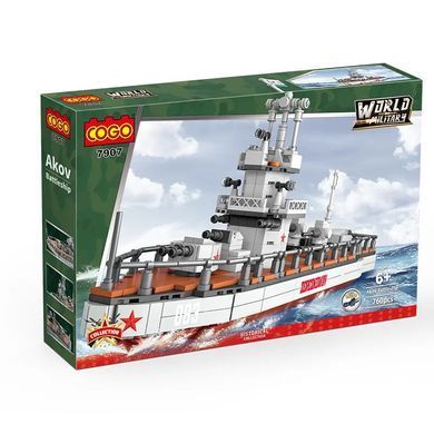 Конструктор Cogo World military Эсминец 7907, советский корабль, крейсер, 760 дет., игрушка, Akov Battleship