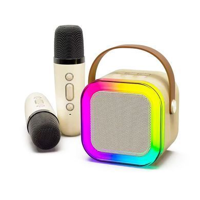 Караоке з 2 мікрофонами та колонкою (Bluetooth, LED підсвічування) С 65427 beige