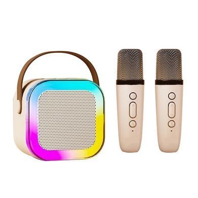 Караоке з 2 мікрофонами та колонкою (Bluetooth, LED підсвічування) С 65427 beige