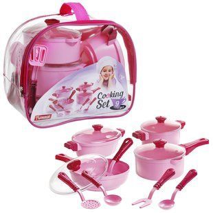 Набор посуды Cooking Set Юника 1726, в сумке, розовый, 9 pcs, игрушечная посудка, игрушка для детей, кухня