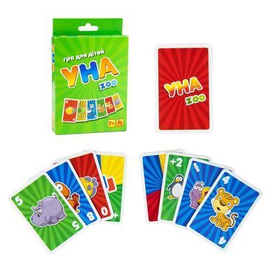 Настільна гра УНА zoo Strateg, 7016, УКР, дитяча, карткова, розважальна, уно, UNO для дітей