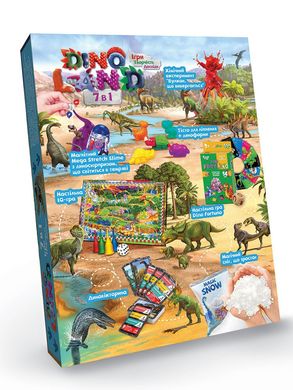 Набір для креативного творчості Dino Land 7в1 Danko Toys DL-01-01U дитячий Діно вікторина гра тісто слайм вулкан для дітей