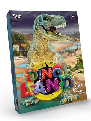 Набір для креативного творчості Dino Land 7в1 Danko Toys DL-01-01U дитячий Діно вікторина гра тісто слайм вулкан для дітей