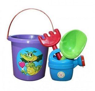Пісочний набір №1 Doloni Toys 013555/4, відро, лопатка, граблі, лійка, іграшка Долоні, для ігор з піском