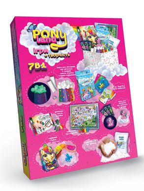 Набор креативного творчества Pony Land 7в1 Danko Toys PL-01-01U детский Пони Единорог пластилин светится игра