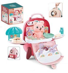 Игрушка зверушка с набором грумера (котик в рюкзаке) 1115