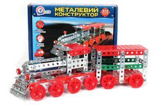 Детский развивающий Конструктор металлический Поезд ТехноК 4814 в коробке 312 деталей