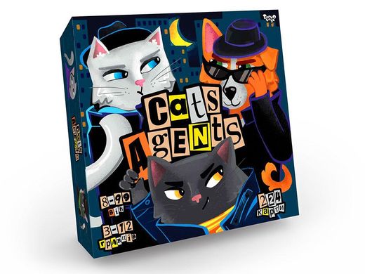 Настольная игра Cats Agent (укр)DankoToys G-CA-01-01U коты агенты кубик карты развивающая логическая для детей