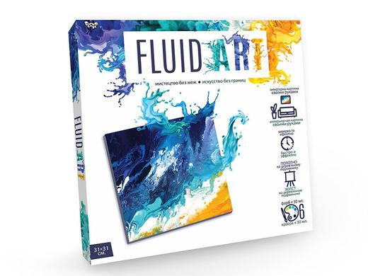 Набор для креативного творчества Fluid Art Danko Toys FA-01-01 флюид арт холст краски лак перчатки детский