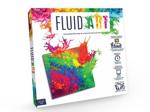 Набір для креативної творчості Fluid Art Danko Toys FA-01-01 флюїд арт полотно фарби лак рукавички дитячий для дітей