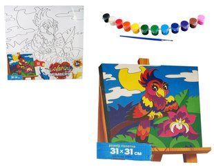 Розмальовка за номерами Coloring by numbers "Папуга" (31х31 см) Danko Toys CBN-01-09