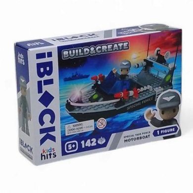 Конструктор Kids hits IBLOCK Junior Моторный катер группы специального назначения (142 дет.) KH42/003/4