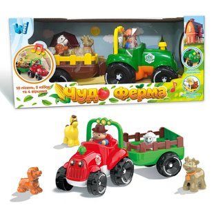 Трактор музыкальный с прицепом и животными WToys 37586