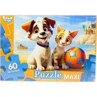 Дитячий пазл Максі 60 ел. с.10 "Друзі на пляжі" Danko Toys Mx60-10-13