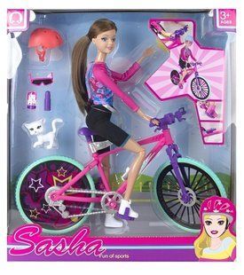Шарнирная кукла Sasha с велосипедом и аксессуарами (29 см) JY1105