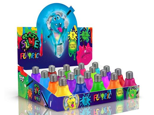 Вязкая масса Crazy Slime Fluoric лампочка Danko Toys SLM-07-01U детский слайм лизун антистресс светится в темн