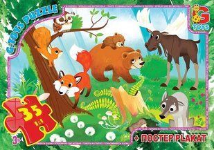 Пазл Вчимося з задоволенням: Лісові мешканці G-Toys (35 дет., постер) GF04