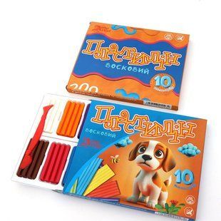Пластилин восковой Little Artist, 832537, набор 10 цветов, стек, для лепки, 200 г, Leader