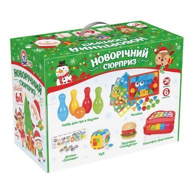 Новогодний набор игрушек ТехноК 8829, Новогодний сюрприз, 6 в 1, оригинальный детский подарок
