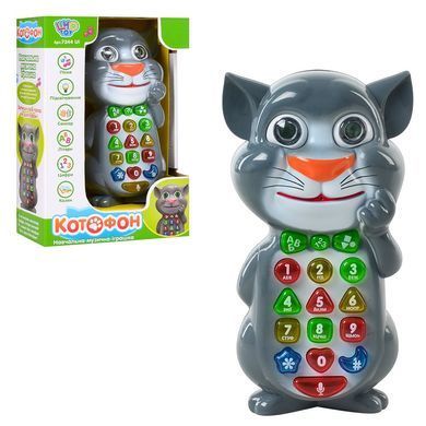 Телефон 7344 U I, розумний Котофон, Limo Toy, навчальний, УКР, муз, казки, пісні, світло, інтерактивна іграшка, мобілка