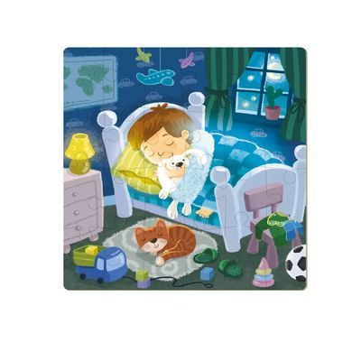 Дитячий пазл 4 в 1 Мій день Dodo, 300130, розвиваюча гра для дітей, 4 картинки, 72 елементи, ДоДо