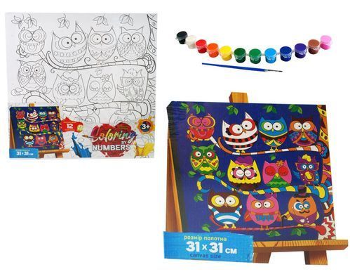 Розмальовка за номерами Coloring by numbers 31х31 см Danko Toys CBN-01-01,02,03,04...10