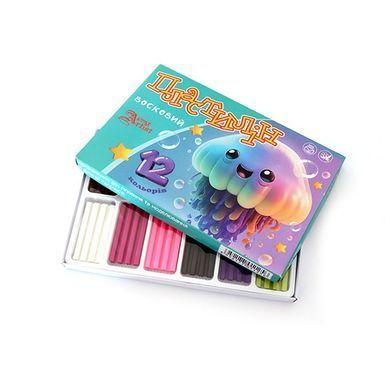 Пластилин восковой Little Artist, 832538, набор 12 цветов, стек, для лепки, 240 г, Leader