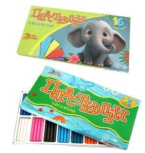 Пластилин восковой Little Artist, 832539, набор 16 цветов, стек, для лепки, 320 г, Leader