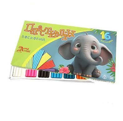 Пластилін восковий Little Artist, 832539, набір 16 кольорів, стек, для ліплення, 320 г, Leader