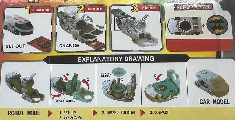 Ігровий набір Beyblade Car Change Gyro (машинка трансформер, 3 диски, магнітні картки) 520-11