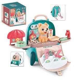 Игрушка зверушка с набором грумера (песик в рюкзаке) 1115