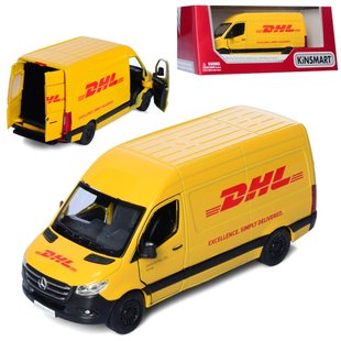 Машинка Kinsmart KT5429W Mercedes-Benz Sprinter, DHL, металева, інерційна, іграшка Кінсмарт, Служба доставки