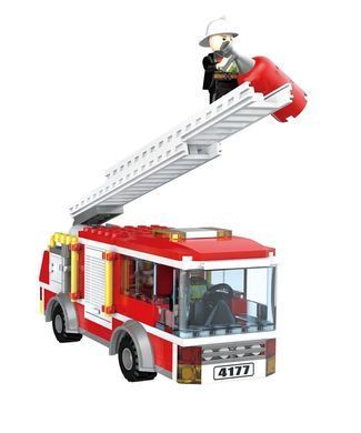 Конструктор Cogo Fire Пожарный участок 4177, пожарная машина, вертолет, блочный, 862 дет., игрушка