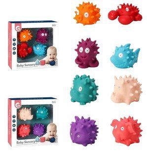 Набор текстурных игрушек для купания с пищалками (4 шт.) QG57-B002/B004