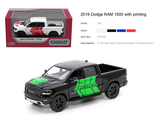 Дитяча колекційна машинка Kinsmart Dodge Ram 1500 2019 з написом KT5413FW металева інерційна відчиняються двері